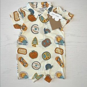 Angel Dear Bamboo Polo Shortie Groovy Vibes 3-6 6-12 12-18 18-24 months